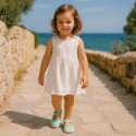 VICHY Cotton canvas girl mary jane shoes bamba style with hook and loop closure.