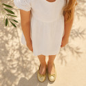 Laminated Soft suede leather girl ballet flats with adjustable ribbon.