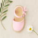 Cotton canvas little espadrille shoes with RIBBON design for girls.