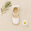 Cotton canvas little espadrille shoes with RIBBON design for girls.