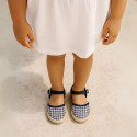 NAVY BLUE VICHY Cotton Canvas Girl espadrille shoes with buckle fastening.