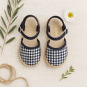 NAVY BLUE VICHY Cotton Canvas Girl espadrille shoes with buckle fastening.
