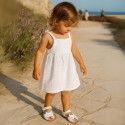 Kids Okaa Flex Menorquina sandal in nappa leather with Mouse design.