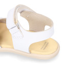 Girl leather Sandal shoes to dress with braided design in White color. RESPECTFUL model.