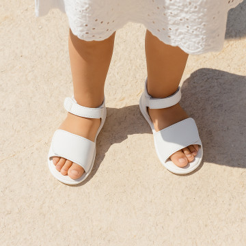 Micro canvas Okaa Flex kids Sandal shoes with double hook and loop strap closure.