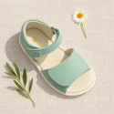 Micro canvas Okaa Flex kids Sandal shoes with double hook and loop strap closure.