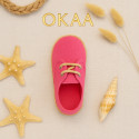 Kids Cotton canvas LACES UP shoes Espadrille style design.