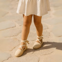 Cotton Canvas Girl espadrille shoes with ties closure.