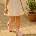 Cotton Canvas Girl espadrille shoes with ties closure.