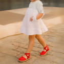 Cotton Canvas Girl espadrille shoes with ties closure.