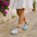 Cotton Canvas Girl espadrille shoes with ties closure.