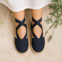 Cotton Canvas Girl espadrille shoes with ties closure.