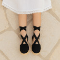 Cotton Canvas Girl espadrille shoes with ties closure.