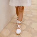 Cotton Canvas Girl espadrille shoes with ties closure.