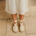 Cotton Canvas Girl espadrille shoes with ties closure.