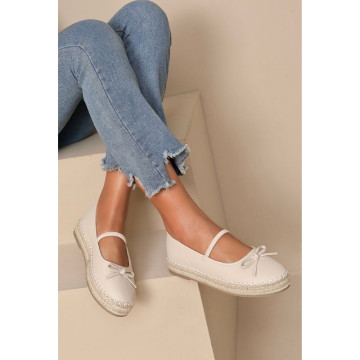 Women's ballet espadrille-style design with bow and elastic band