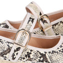 Women's espadrille-style Mary Jane with SNAKE print design