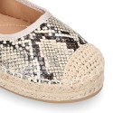 Women's espadrille-style Mary Jane with SNAKE print design