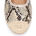 Women's espadrille-style Mary Jane with SNAKE print design