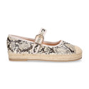 Women's espadrille-style Mary Jane with SNAKE print design