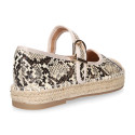 Women's espadrille-style Mary Jane with SNAKE print design