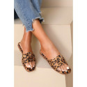 Women's clog-style sandal with leopard braided design