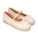 Women's ballet espadrille-style design with bow and elastic band