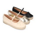 Women's ballet espadrille-style design with bow and elastic band