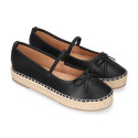 Women's ballet espadrille-style design with bow and elastic band