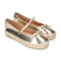 Women's ballet espadrille-style design with bow and elastic band