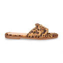 Women's clog-style sandal with leopard braided design