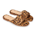 Women's clog-style sandal with leopard braided design