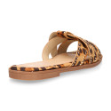 Women's clog-style sandal with leopard braided design