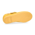 Girl's Mary Jane with Japanese-style buckle in LINEN canvas in NUDE color.