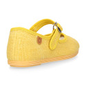 Mercedita niña con hebilla tipo japonesa en LINO AMARILLO.
