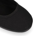 Girl's Mary Jane with Japanese-style buckle in COTTON canvas in BLACK color.