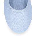 Girl's Mary Jane with Japanese-style buckle in COTTON canvas in SKY BLUE color.