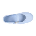 Girl's Mary Jane with Japanese-style buckle in COTTON canvas in SKY BLUE color.