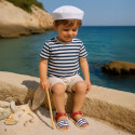 Soft Nappa leather kids Menorquina sandals with ANCHORS design.