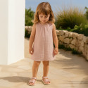 BABY GIRL Sandal shoes Menorquina style with double hook and loop strap closure.