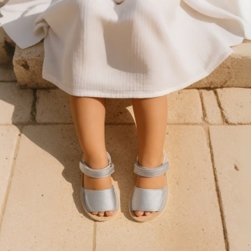 BABY GIRL Sandal shoes Menorquina style with double hook and loop strap closure.