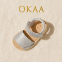 BABY GIRL Sandal shoes Menorquina style with double hook and loop strap closure.