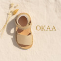BABY GIRL Sandal shoes Menorquina style with double hook and loop strap closure.