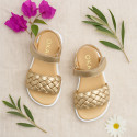 BRAIDED Laminated leather girl sandal shoes.