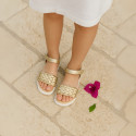 BRAIDED Laminated leather girl sandal shoes.