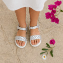 BRAIDED Laminated leather girl sandal shoes.