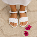 BRAIDED Laminated leather girl sandal shoes.