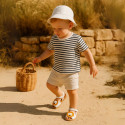 Little LYON soft leather Menorquina sandals with hook and loop strap.
