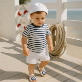 Little LYON soft leather Menorquina sandals with hook and loop strap.