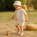 Little LYON soft leather Menorquina sandals with hook and loop strap.
